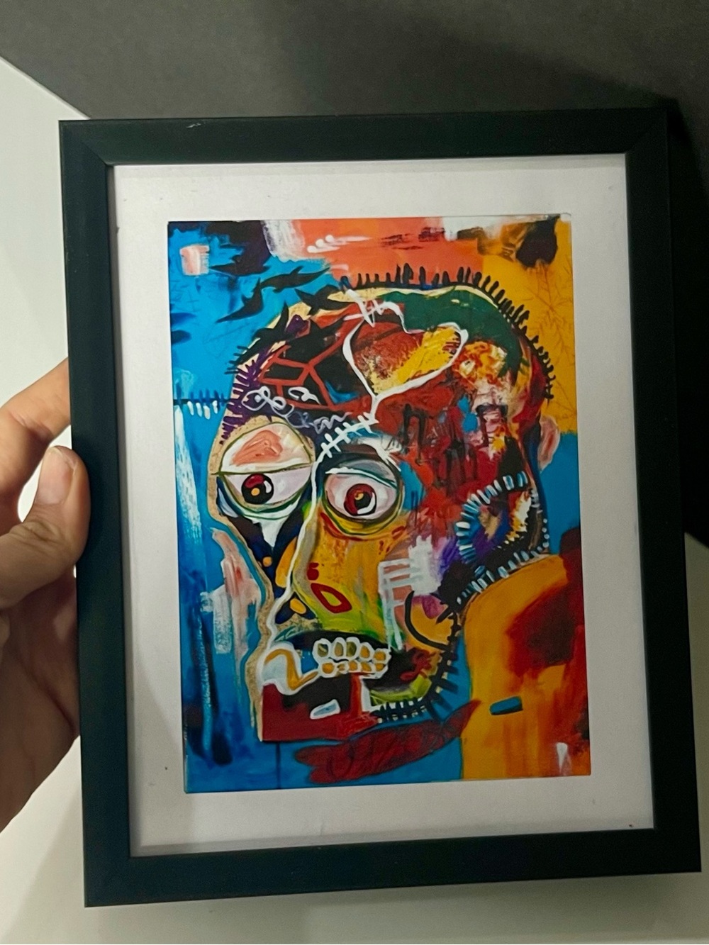 Framed Abstract Expressionist Portrait Print Basquiat graffiti style art print